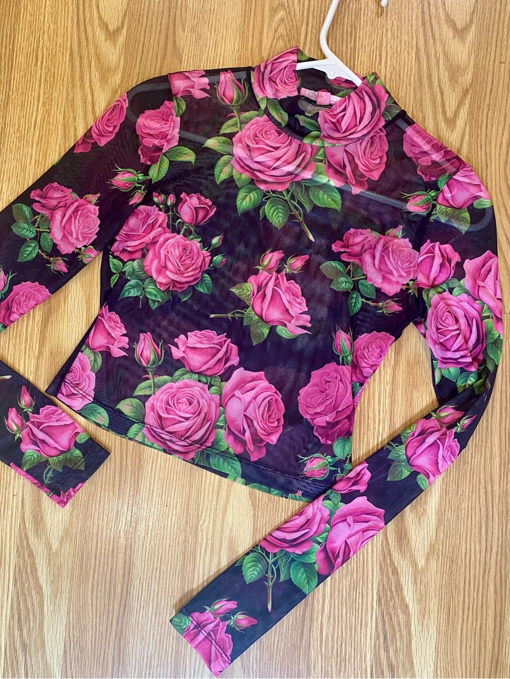 🌹 Dolls Kill x Sugar Thrillz Roses long sleeve mesh top! Size small like new
